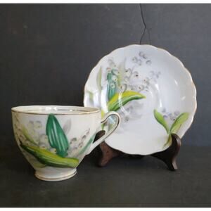Vintage Kasuga Ware Lily of the Valley Teacup & Saucer Set Fine China Japan Gold